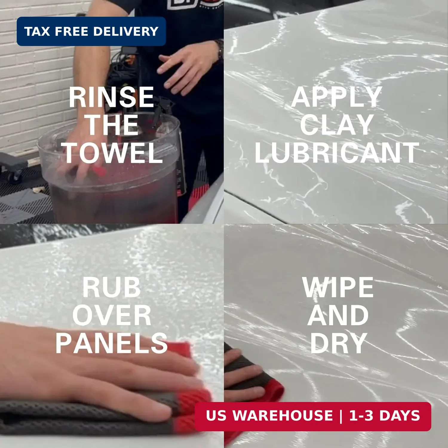 3 Pcs 12'' Fine Grade Clay Towel, Perforated Synthetic Decontamination Towel for gallery