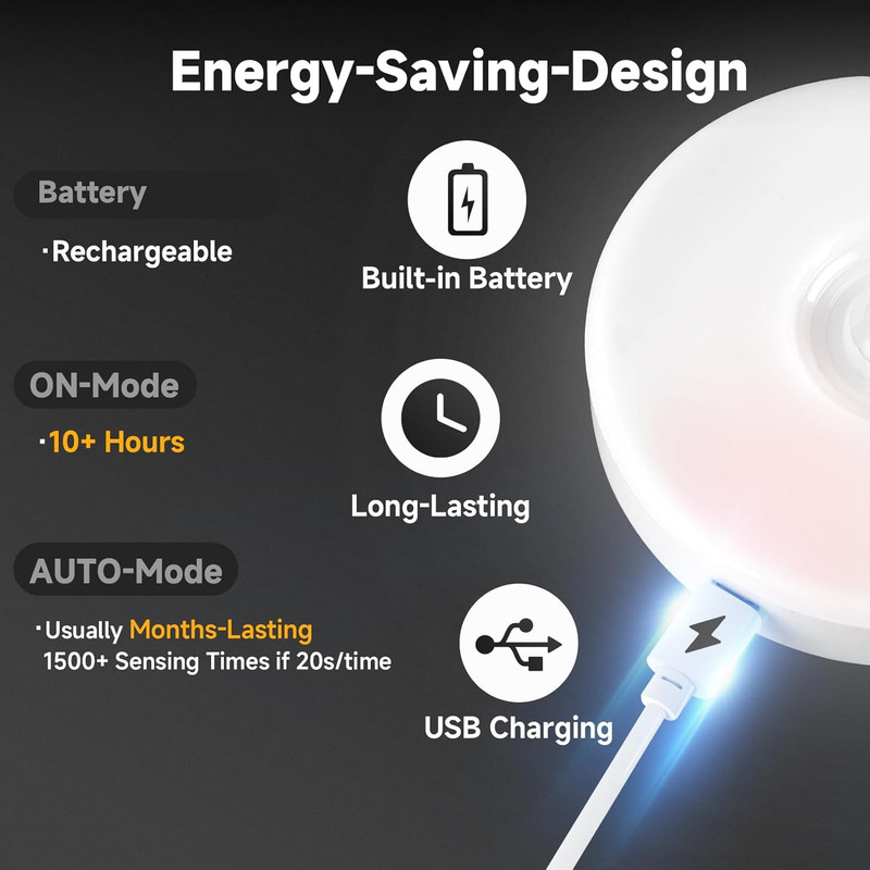 Bright LED Rechargeable Motion Sensor Lights - 4 Pack for Indoor Use gallery