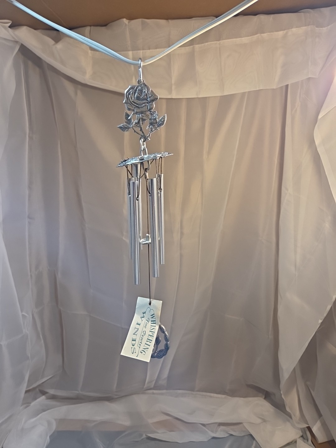 Peaceful Melodic Whispering Winds Fine Pewter Rose 14in Excel Condition gallery