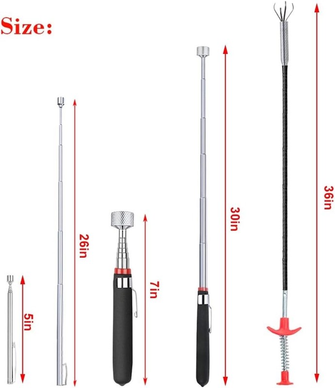 4 Pack Telescoping Magnet Pick-up Tool Set Extendable Flexible Grabber gallery