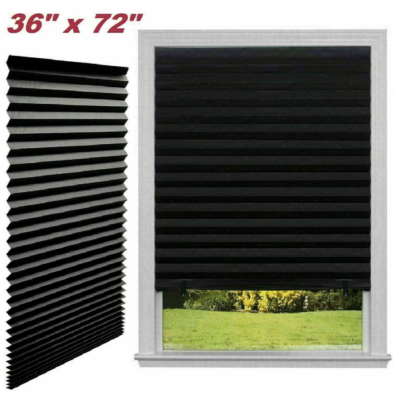 72'' Paper Pleated Shade Window Blind Sun UV Half Blackout Blind Roller Decor gallery