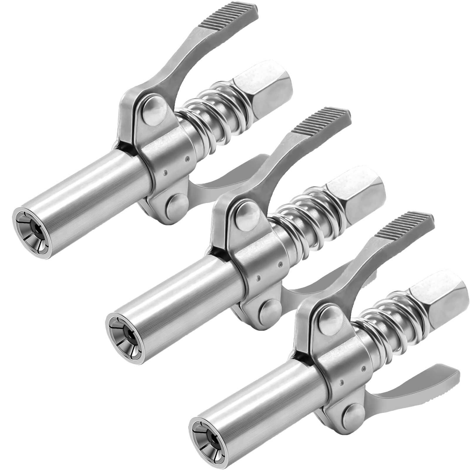 3X Grease Gun Coupler Double Handle High Pressure Quick Release Lock Oil Nozzles gallery