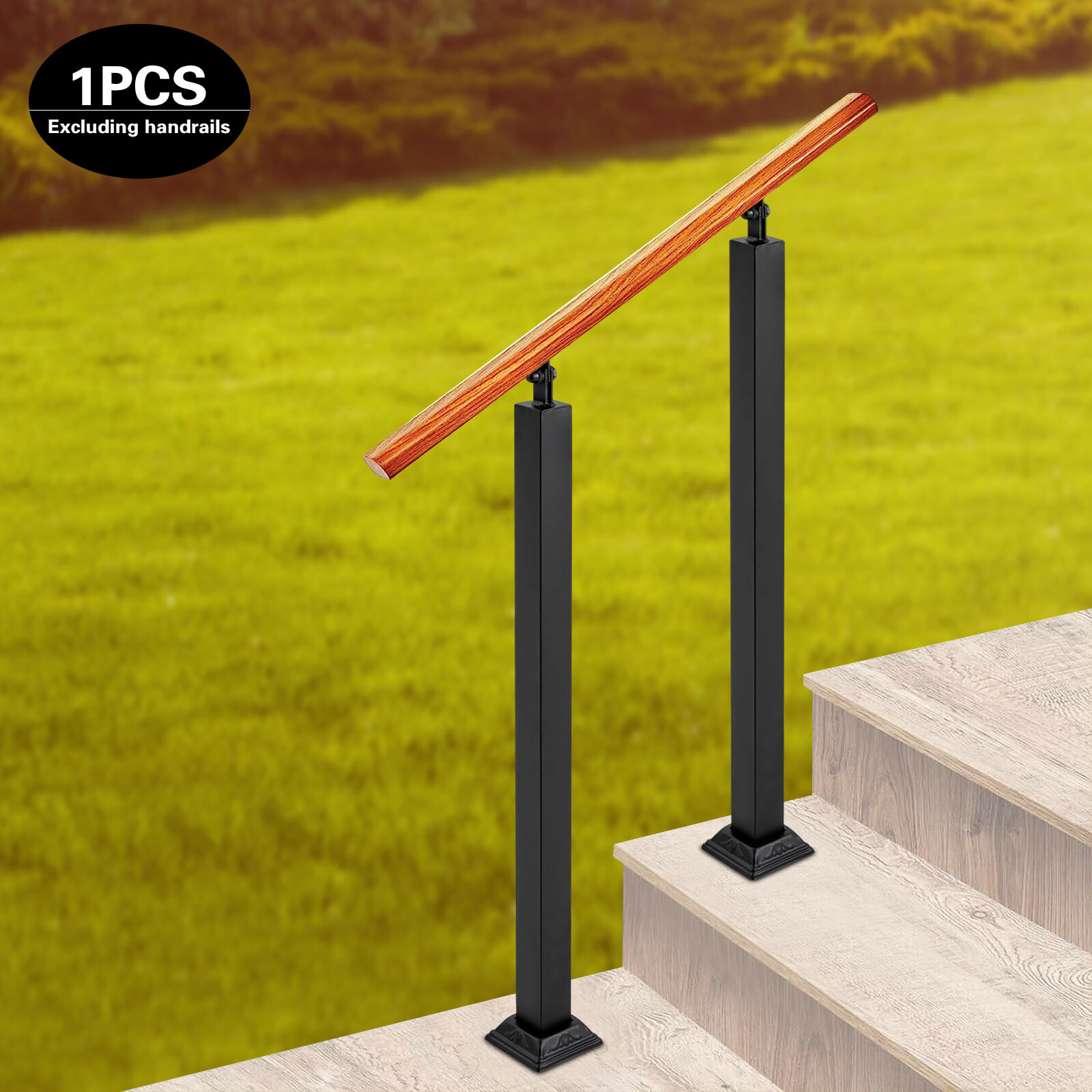 Iron Step Handrails Railing For 1-2 Step Handrail Indoor/Outdoor Deck Hand Rail gallery