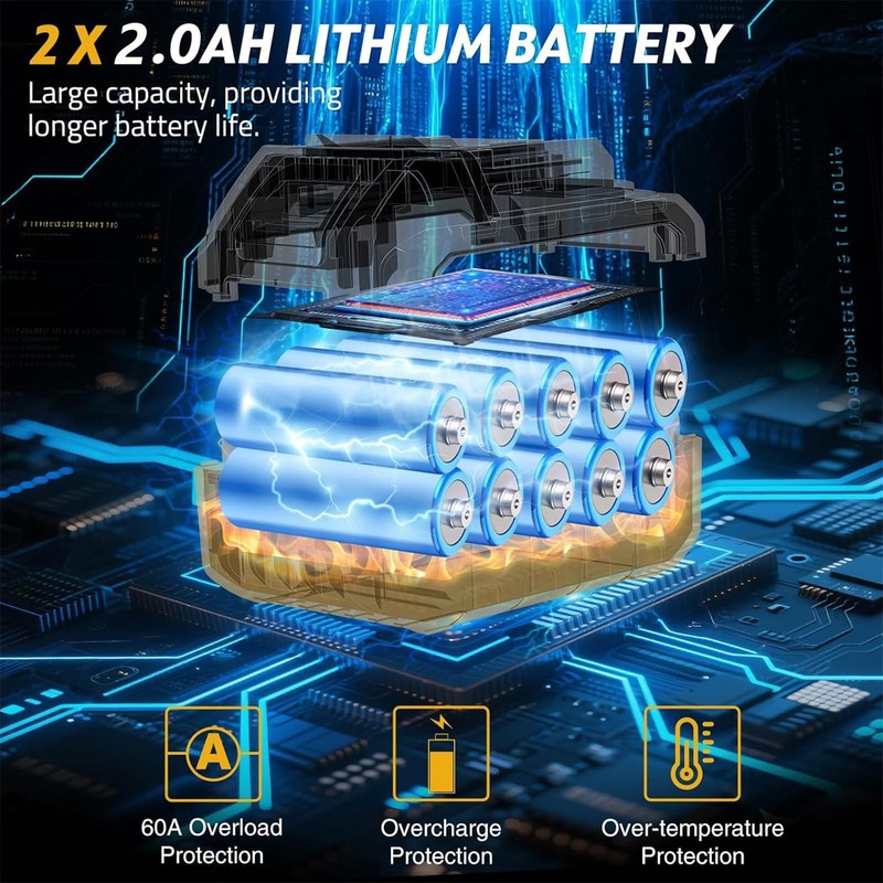 Cordless Drill Set,Electric Power Drill with 2 Battery,60N.m,21+1 Torque,2 Varia gallery