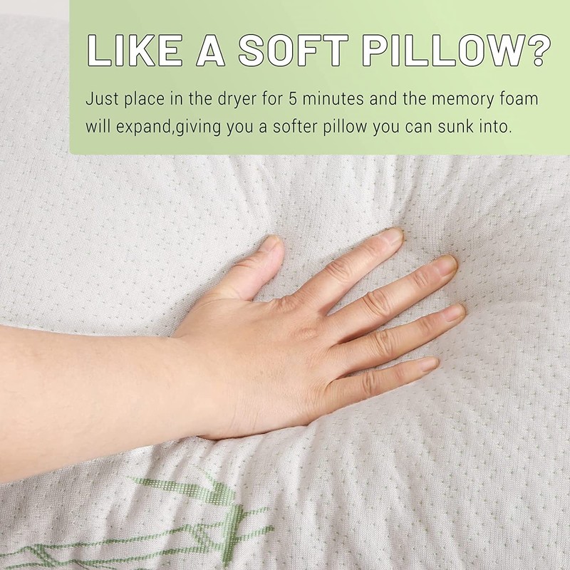 Queen Size Soft Plush Bamboo Memory Foam Support Pillow gallery