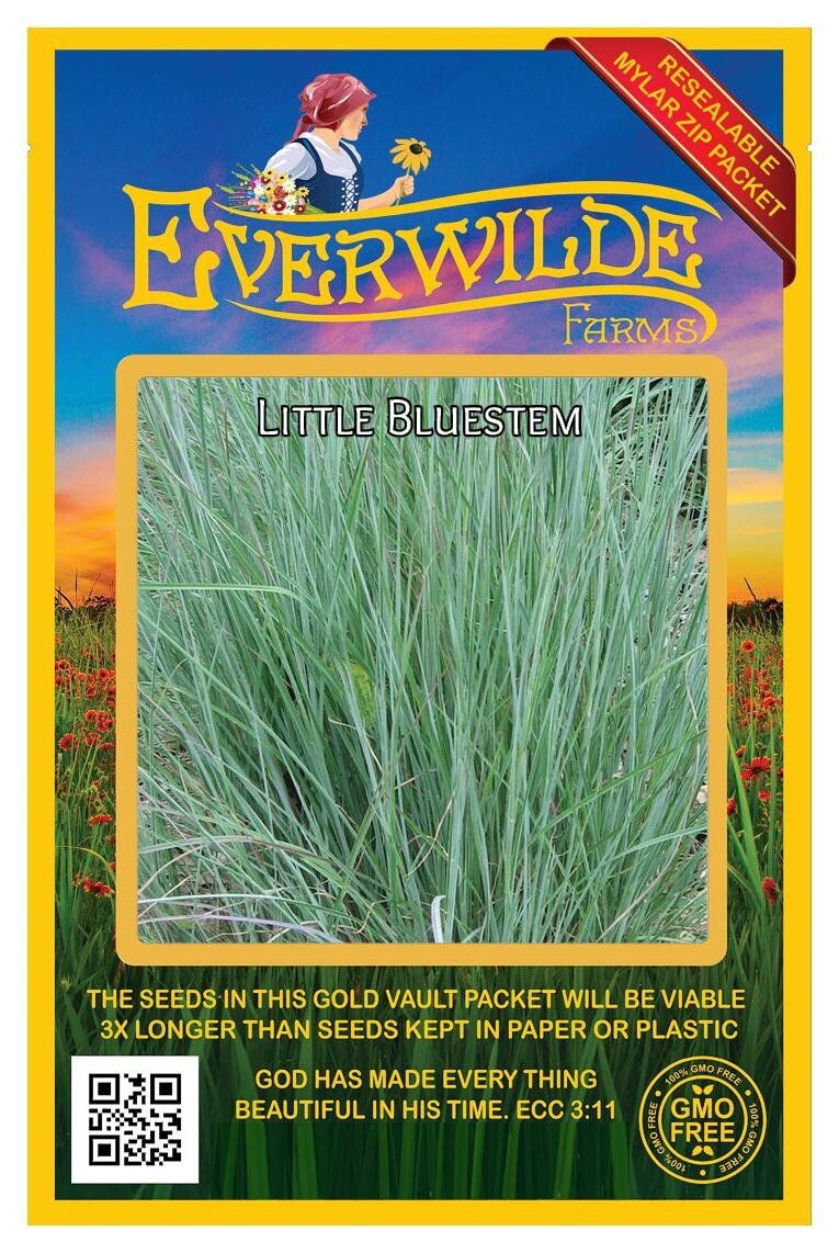 1 Oz Little Bluestem Native Grass Seeds - Everwilde Farms Mylar Seed Packet gallery