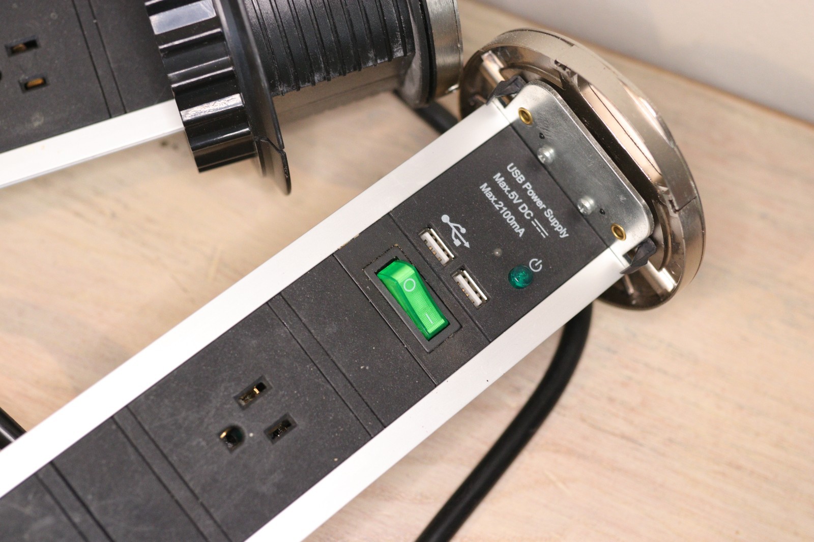 2 Pop Up 120v Plug USB Ports Hidden Outlet For Desk Kitchen Counter gallery