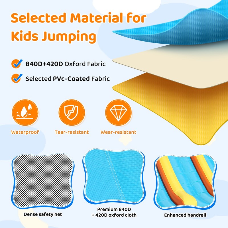 Inflatable Playground Slide Bounce House with Air Blower 750W, 248''*196''*96'' gallery