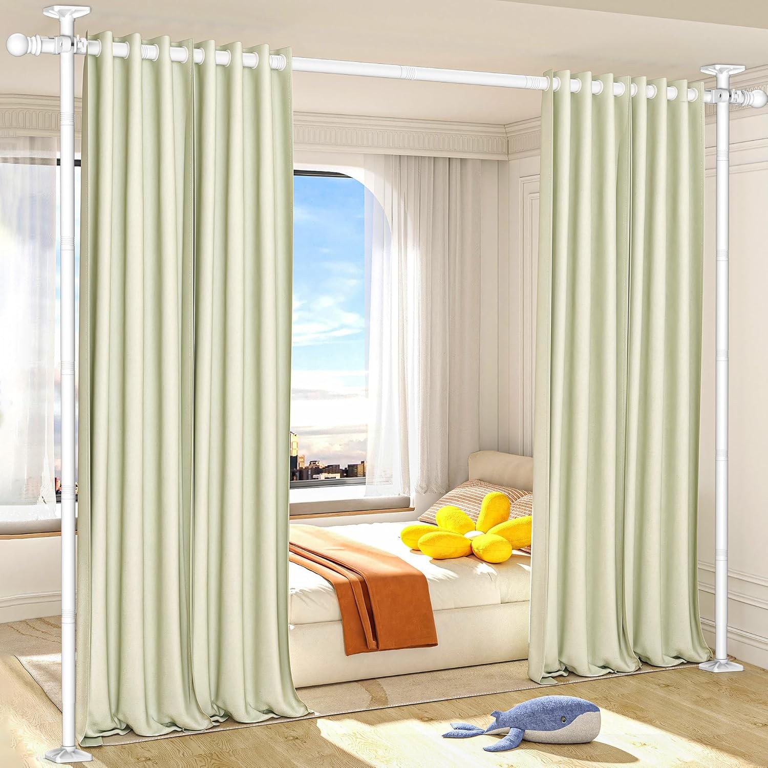 Room Divider Curtain Rod No Drilling Privacy Room Separator for Space Partition gallery