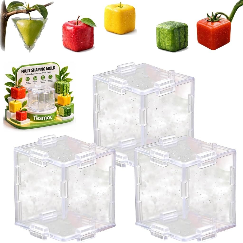 Fruit Veg Shaping Mold: Reusable Box, Tomato/Strawberry Square/Cube/Triangle DIY gallery