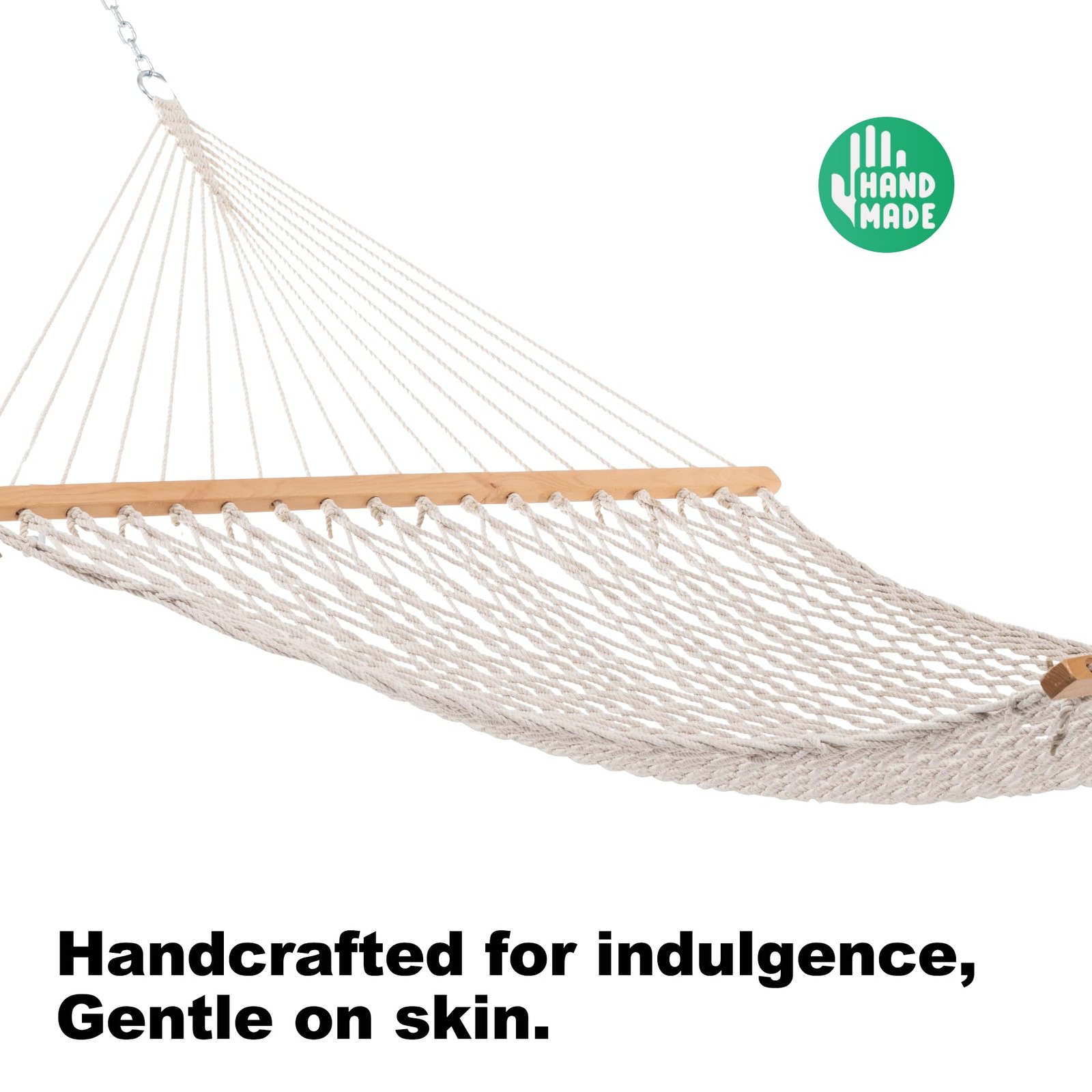 Double Hammock 12ft 450lb Capacity Cotton Rope Natural Beige GAFETE Hammocks gallery