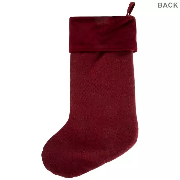 Hobby Lobby RED TOILE CHRISTMAS STOCKING VELVET CUFF 18"DEER TREES gallery