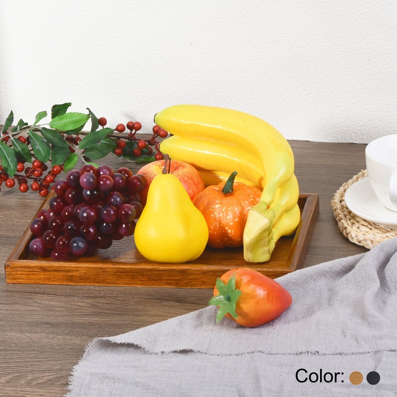 9"x6" Wood Serving Tray Rectangle Decorative Platter Home Kitchen Table Black gallery
