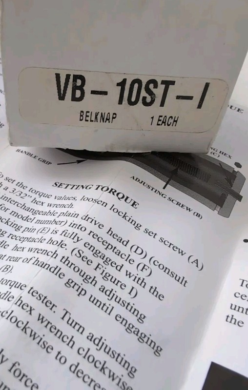 Hank Thorn / Belknap Interchangeable Torque Wrench VB-10ST-I 7 To 25 Ft. Lb. USA gallery