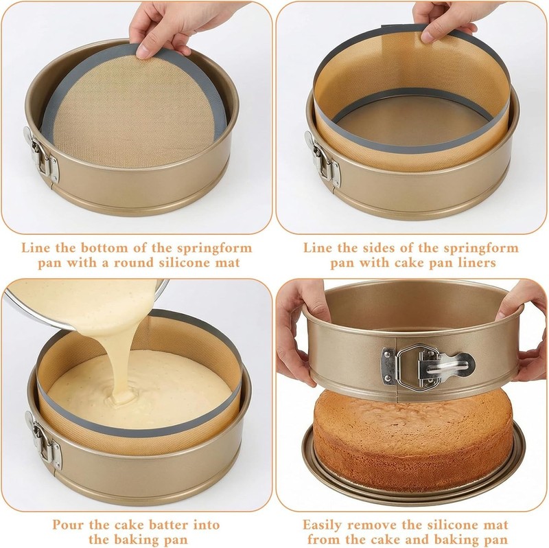 4 Set Silicone Baking Mat Springform Pan 4/7/9/10 Inch Prevent Cake From gallery