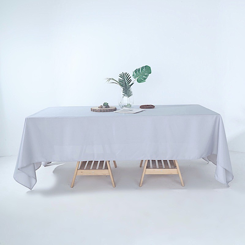 SILVER 72x120 RECTANGLE POLYESTER TABLECLOTH Light Gray Party Catering Linens gallery