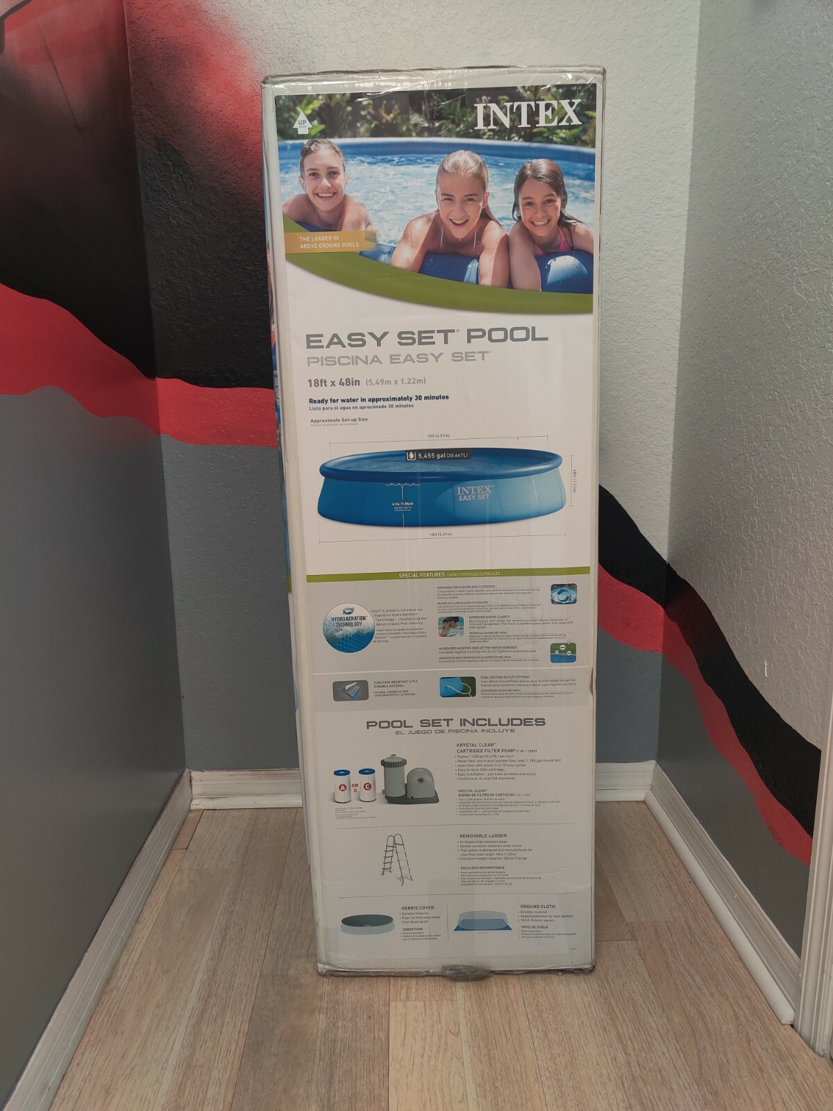 Intex 18ft x 48in Easy Set Pool Set with Cover,Ladder & Pump #26175eh gallery