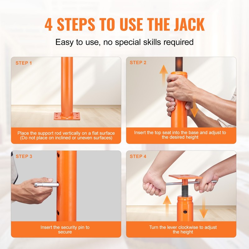 Adjustable Floor Jack Post House Floor Leveling Lift 56"-100" Height Range gallery