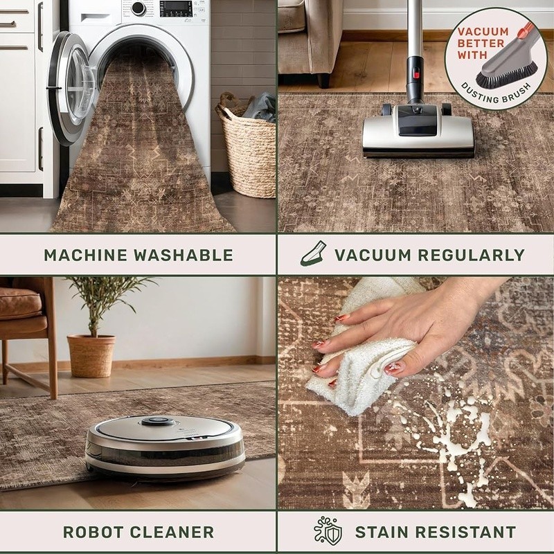 Machine Washable Non-Slip Runner Rug Pet Friendly Easy Care Home Decor New gallery