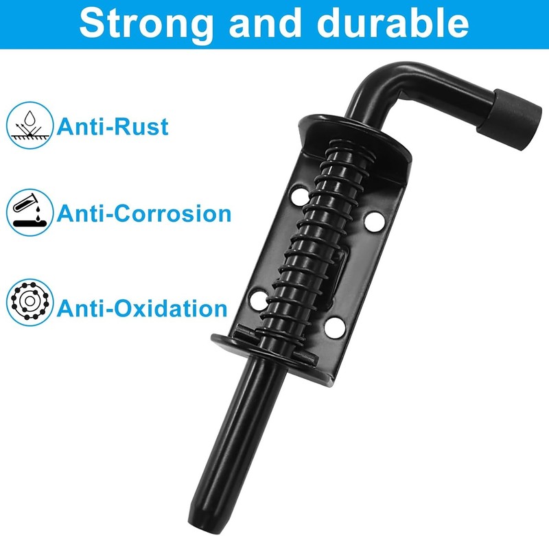 2pcs 5in Spring Loaded Barrel Bolt Latch Pin for Doors, Cabinets Gates Chests gallery