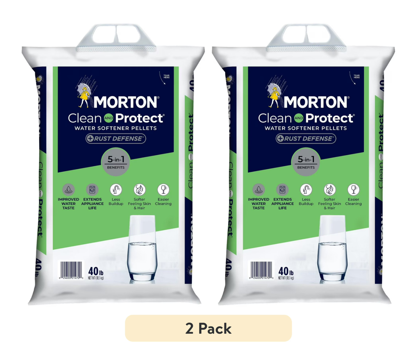 Morton Clean Protect Plus Rust Defense Water Softener Salt Pellets, 40 LB,2 PACK gallery