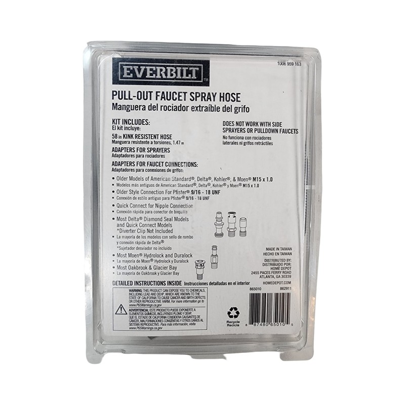Everbilt 865010 Kitchen Pullout Faucet Replacement Spray Hose 58-in New Open Box gallery