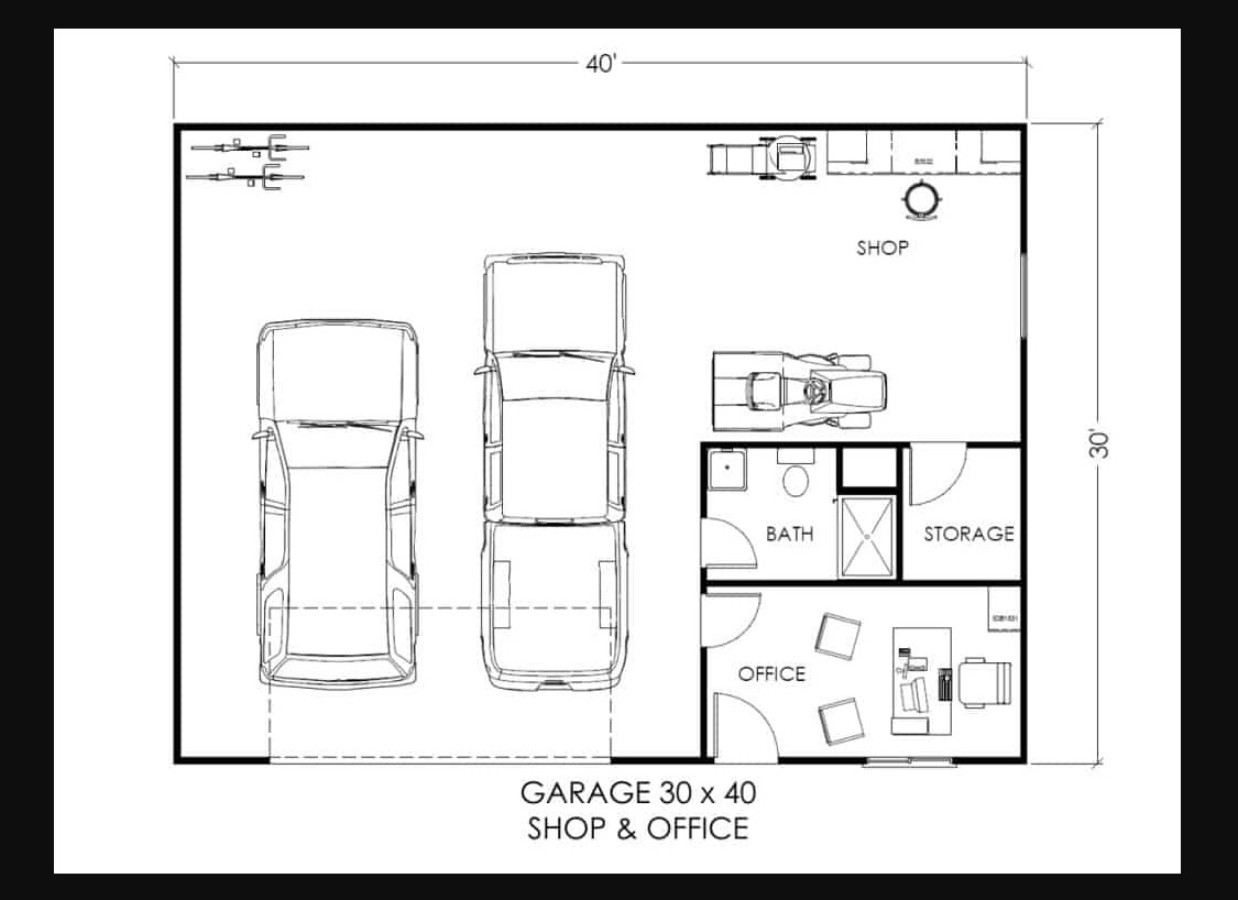Modern Two-Car Garage plan with Storage | Detached Garage Blueprint gallery