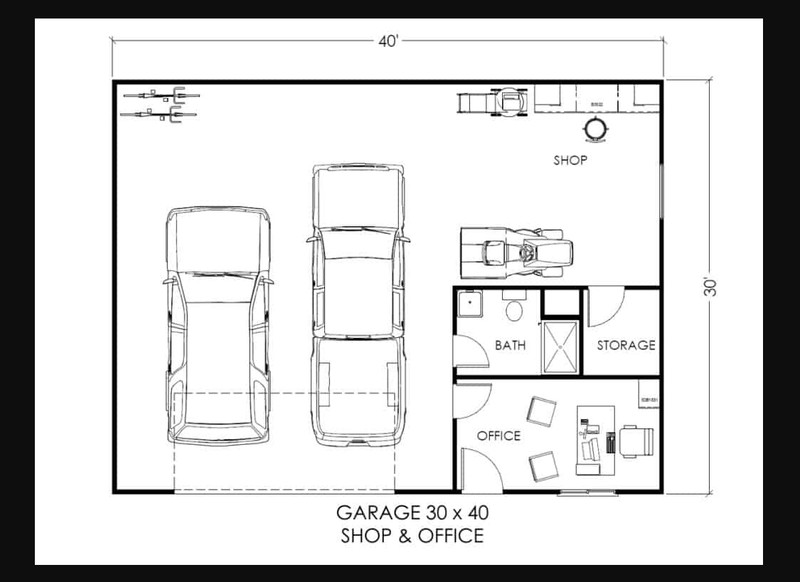 Modern Two-Car Garage plan with Storage | Detached Garage Blueprint gallery