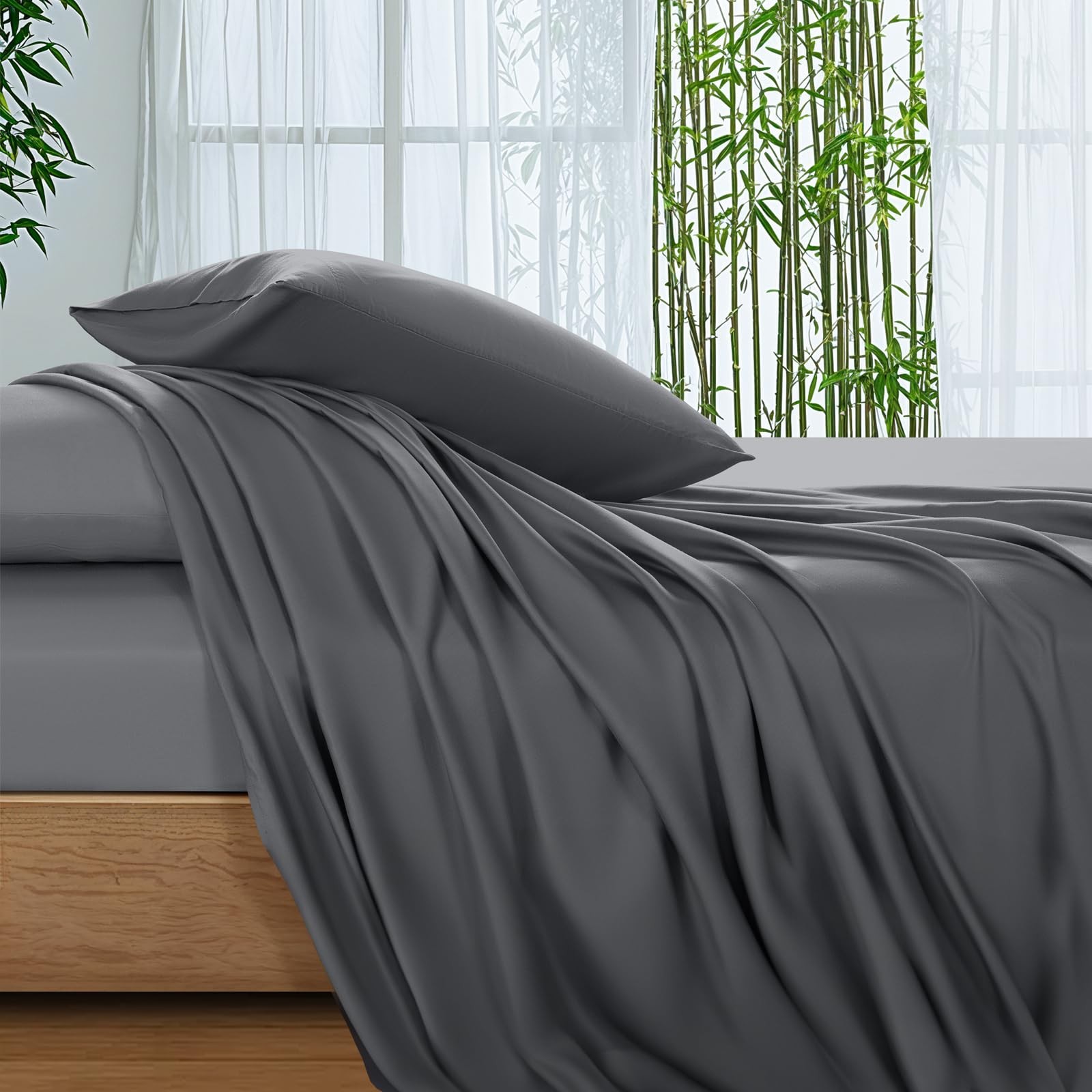 100% Viscose Derived from Bamboo_Sheets Queen Size, Ultra Breathable & Coolin... gallery