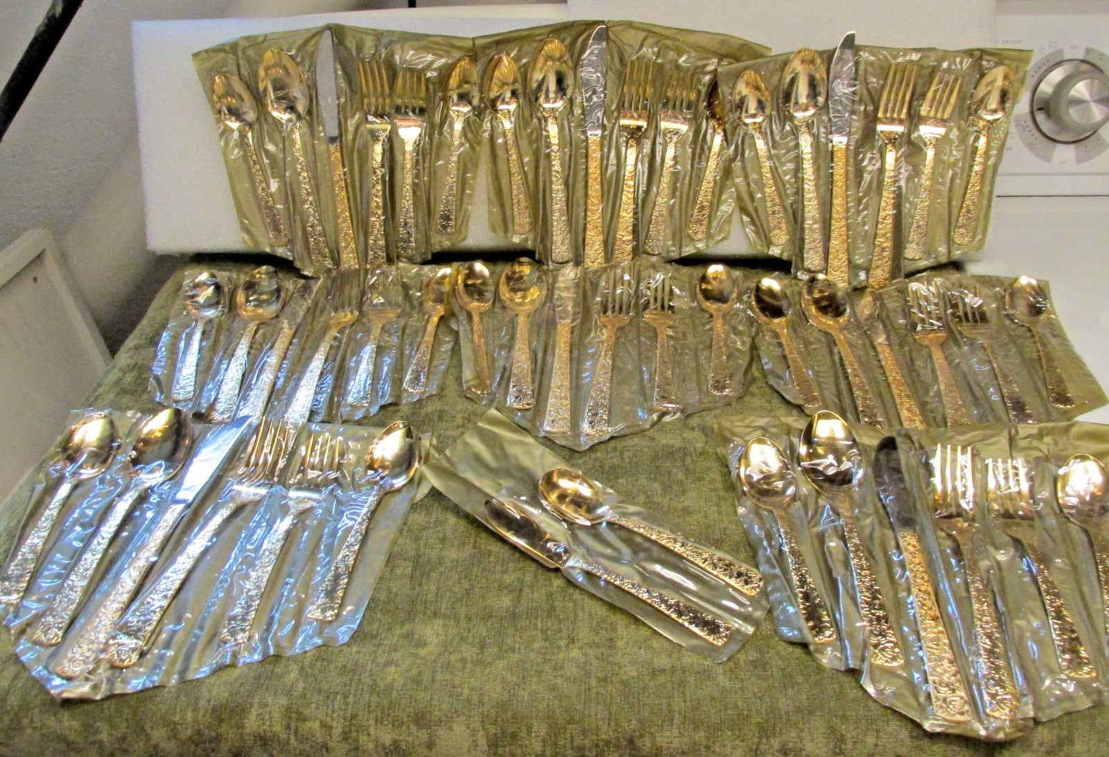 Vintage CELLINI ROMANESQUE Gold Electroplate Flatware Japan 50 Pieces gallery