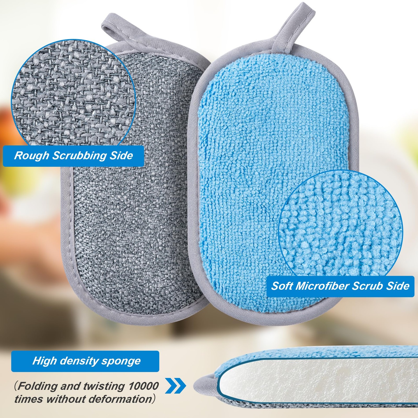 Dual-Sided Multi-Purpose Scrub Sponges, Non-Scratch Dishwashing Sponges for K... gallery