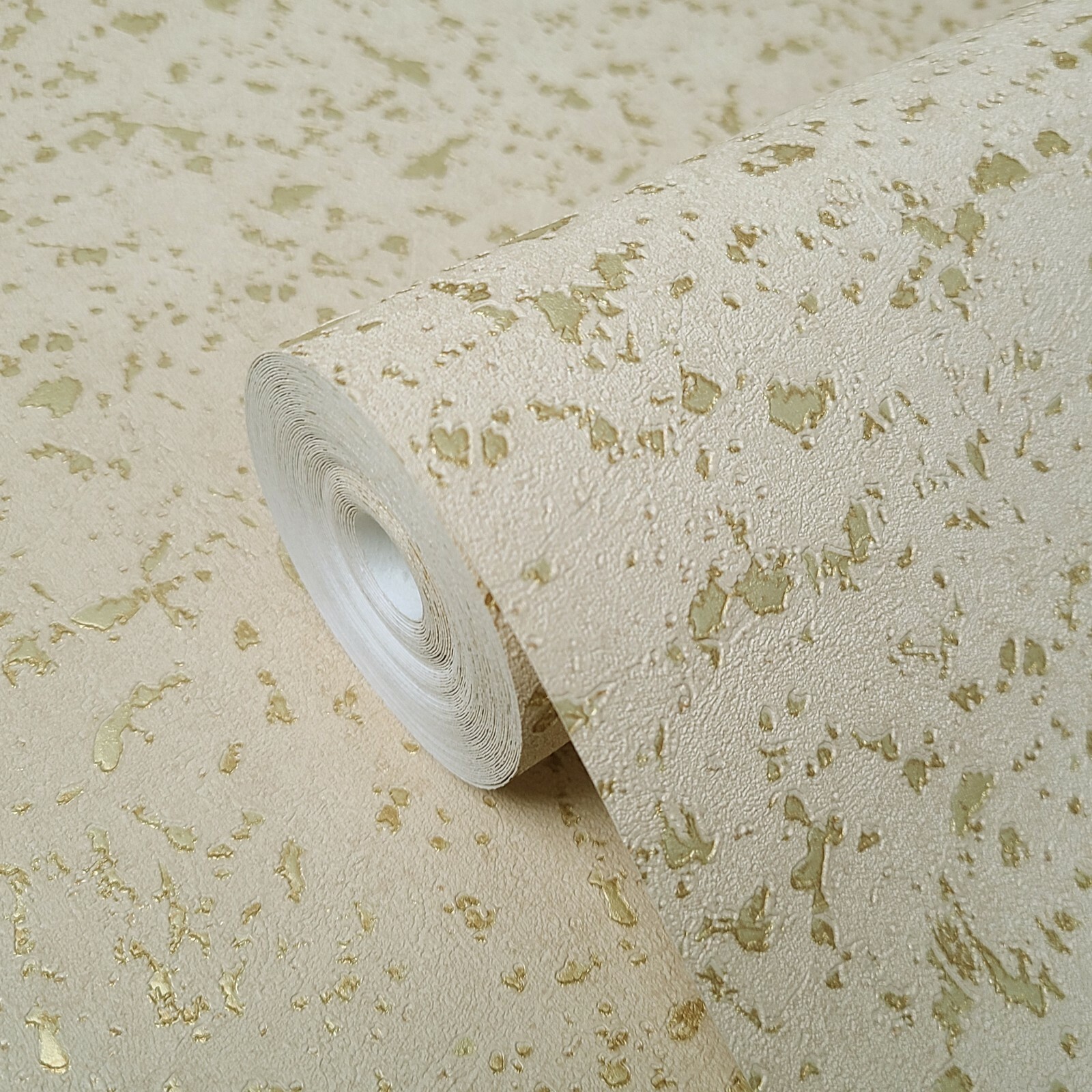 Yellow gold metallic plain distressed faux cork plaster textured Wallpaper rolls gallery