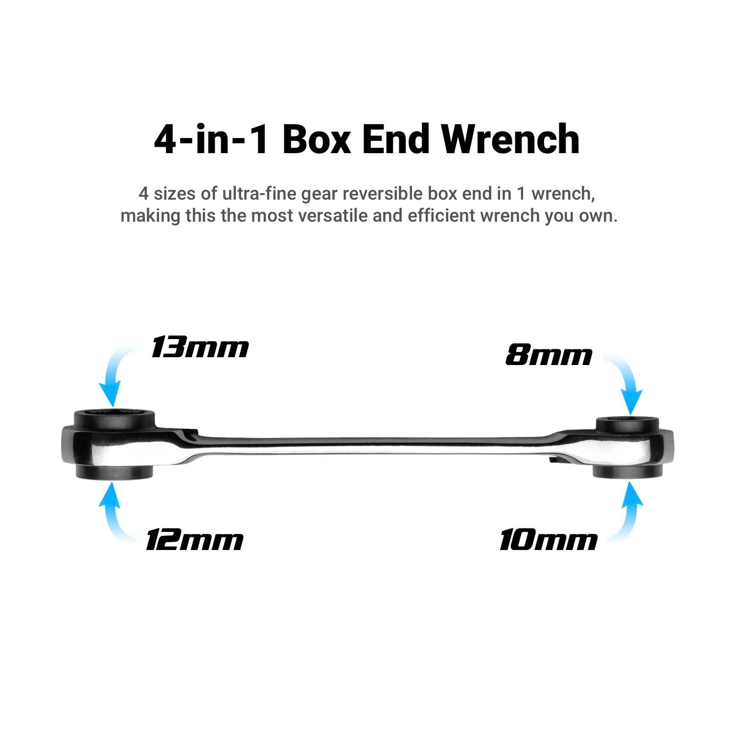 Capri Tools 4-In-1 120-Tooth End Reversible Ratcheting Wrench 14 15 17 19 Mm gallery