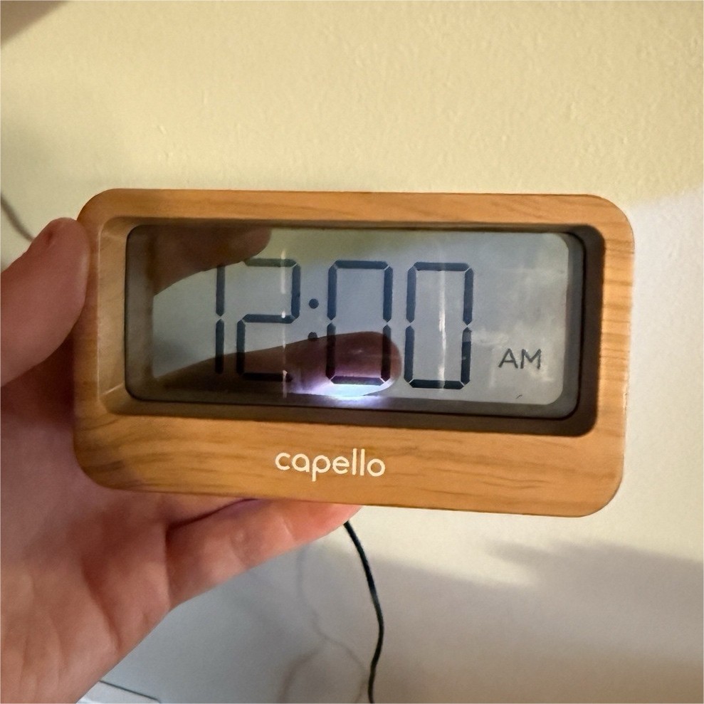 Capello Digital Plug-In Standard Alarm Clock, 12-Hour Display, Brown Rectangular gallery
