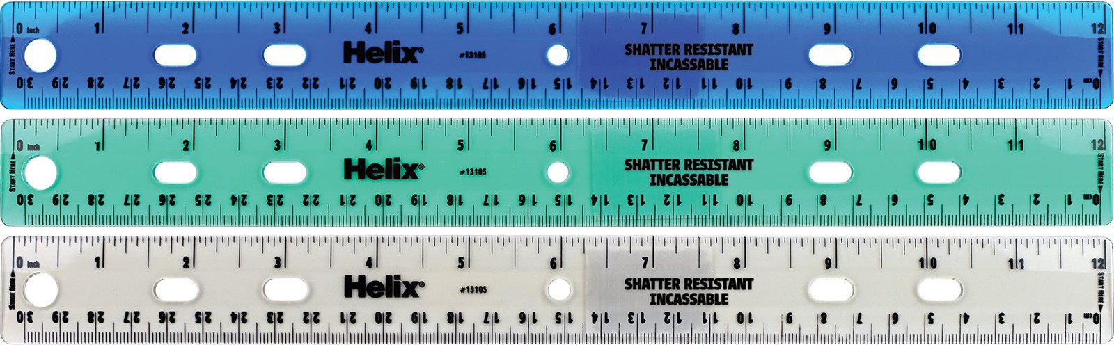 Helix Standard Ruler, 12 Inch / 30cm, Assorted Colors (13105) gallery