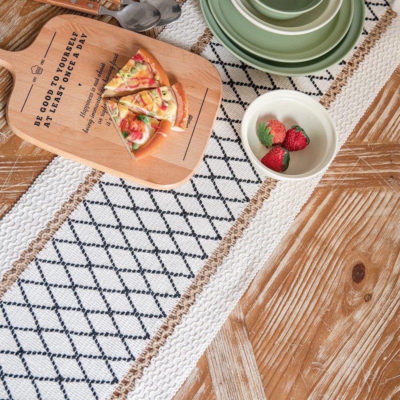 Table Runner, Boho Table Runner Cotton Linen Table Decorations, Farmhouse Tab... gallery