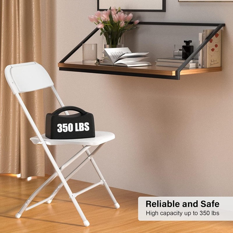 White Plastic Folding Chairs 2 Pack Heavy Duty Steel Frame 350 lb Indoor Outdoor gallery
