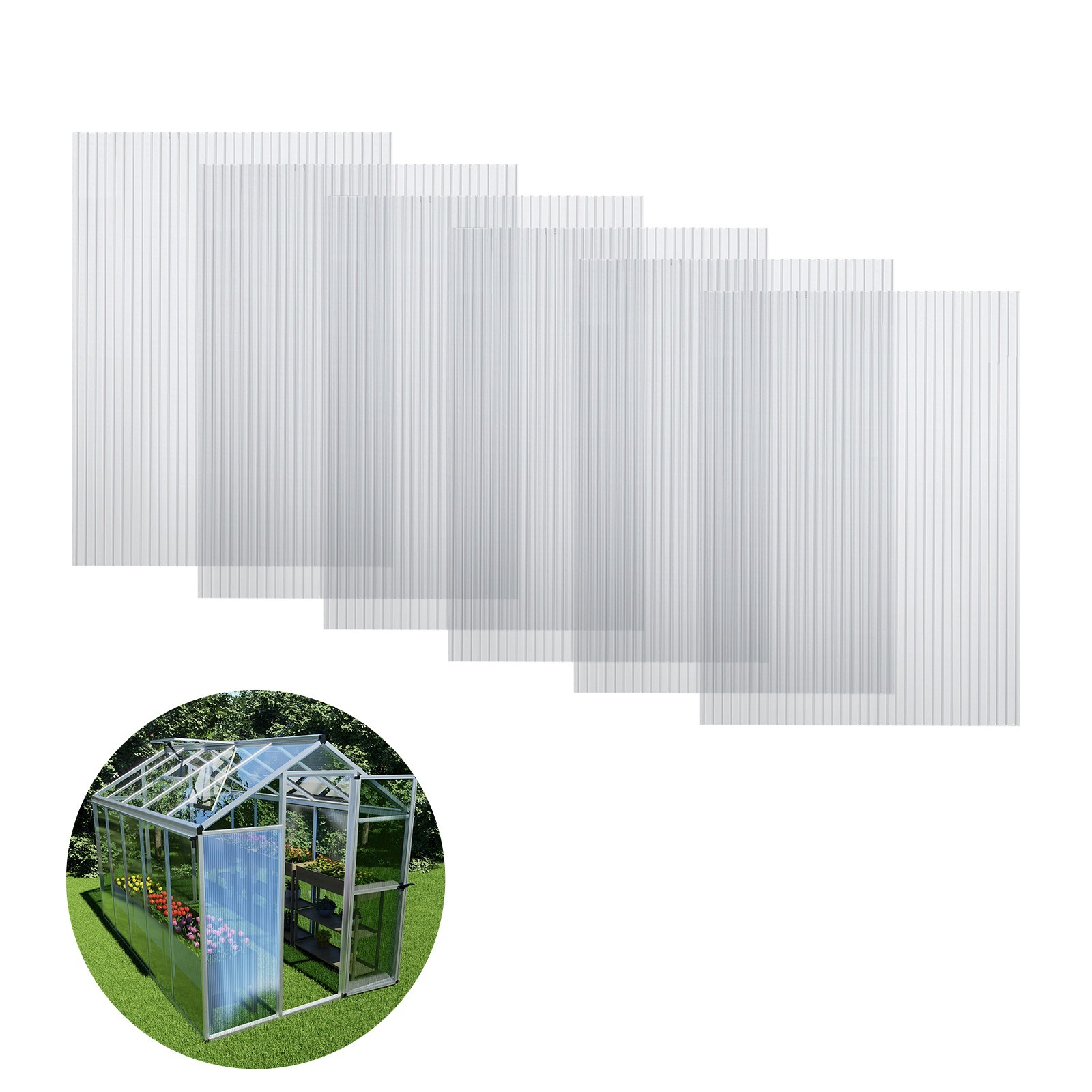 Aoodor 6PCS 38'' x 62'' Polycarbonate Greenhouse Panels Waterproof UV Protected gallery