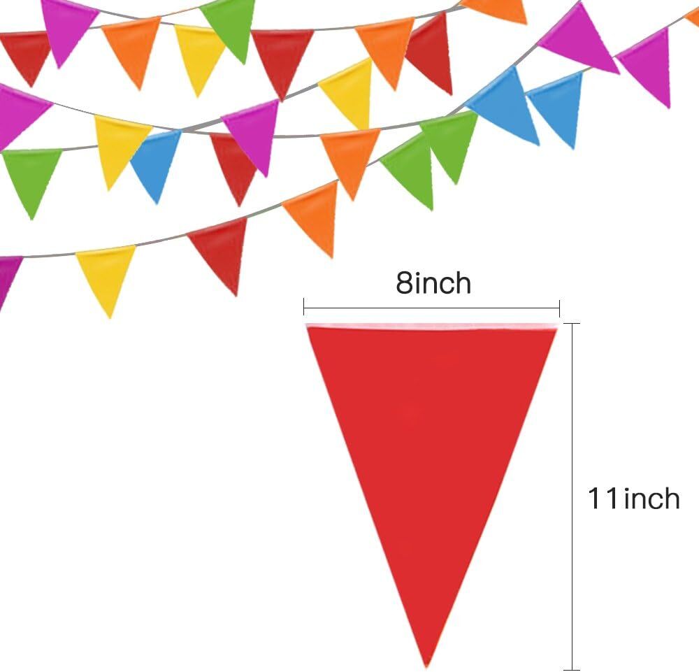 100 Feet Pennant Banner 75 Multicolor Bunting Flags Birthday Party Grand Opening gallery