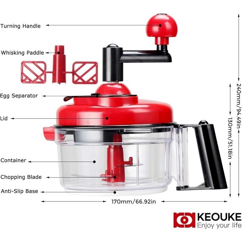 Hand Crank Food Processor Vegetable Chopper Multi-Functional Easy Clean Tool New gallery