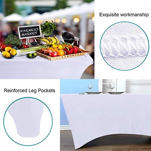 2 Pack Stretch Spandex Table Covers for Rectangular 72" x 30" (2PC) White gallery