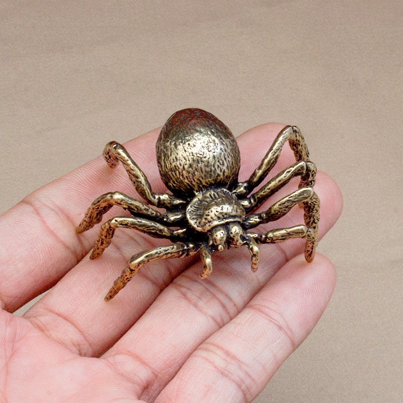 Vintage Solid Brass spider figurine statue sculpture room desktop home decor gallery
