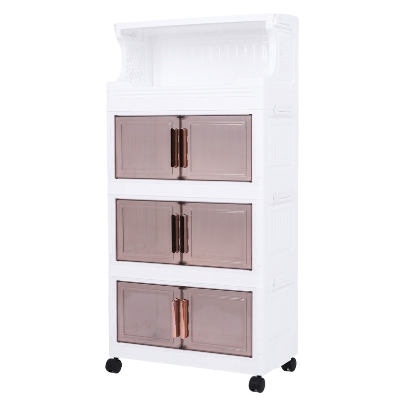 3/4 Tier Stackable Plastic Storage Bins with Doors and Wheels Foldable Container gallery