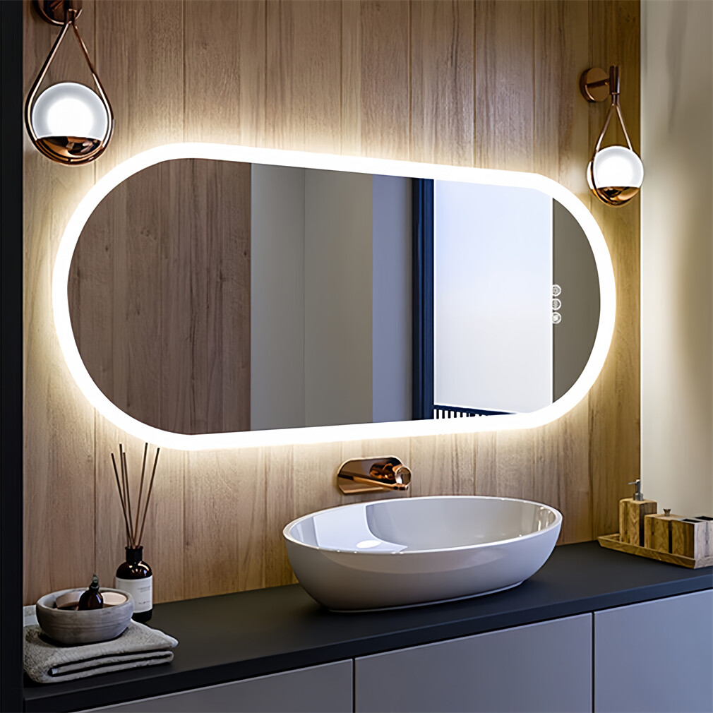 Illuminated Bathroom Mirror Horizontal/Vertical Wall Mounted Smart Vanity Mirror gallery