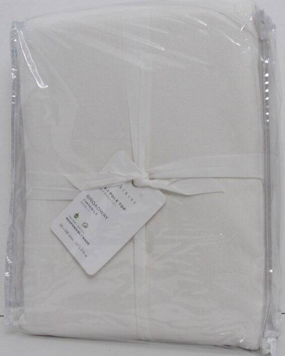Pottery Barn Broadway Unlined Light Filtering Curtains Set/2 50 x 108" Ivory NWT gallery