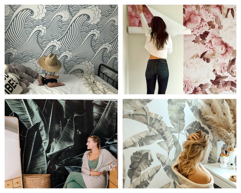 Paste the Wall Wall Mural Modern Feature Wall A Blooming Meadow Among The Trees gallery