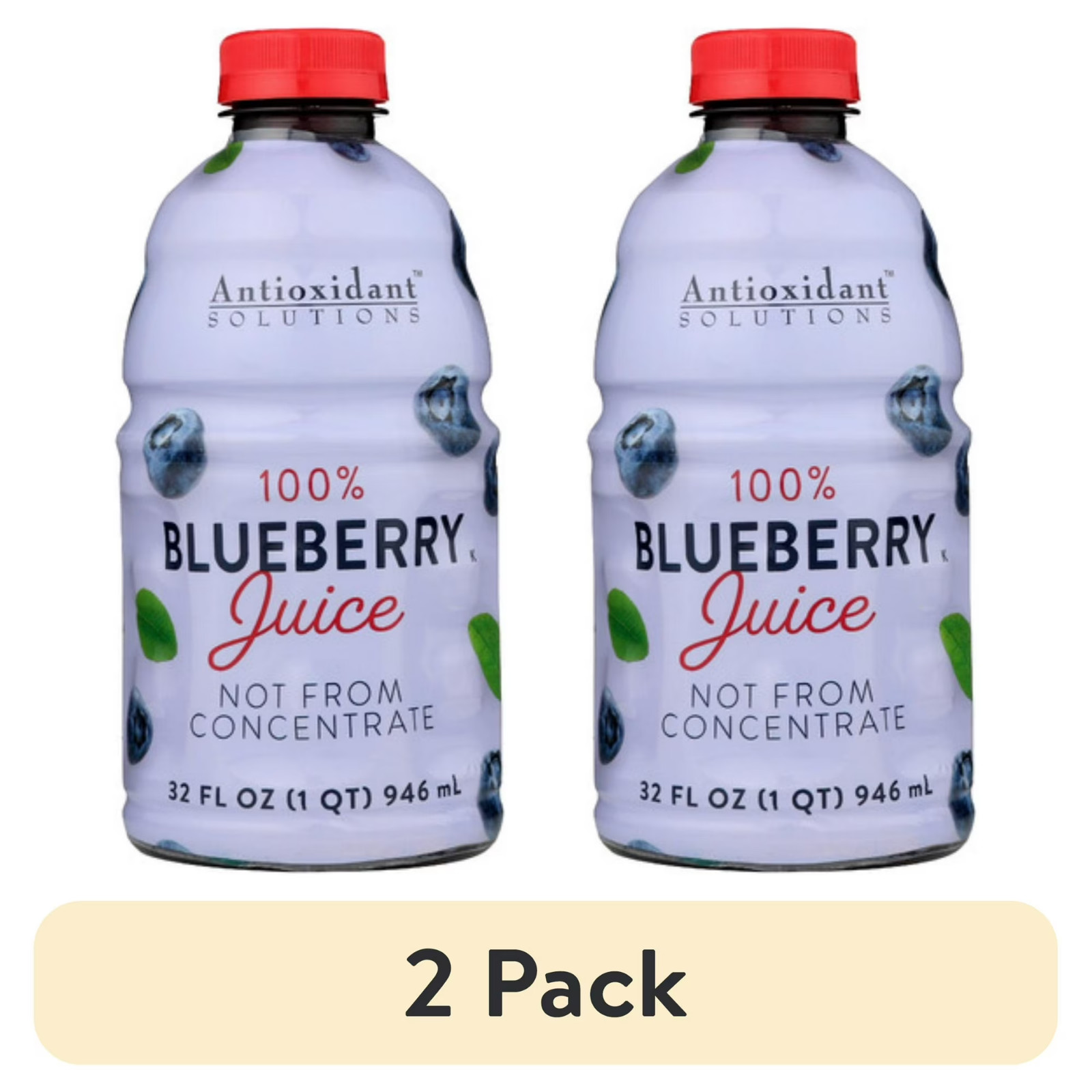 (2 pack) Antioxidant Solutions 100% Blueberry Juice Not from Concentrate, 32 fl gallery