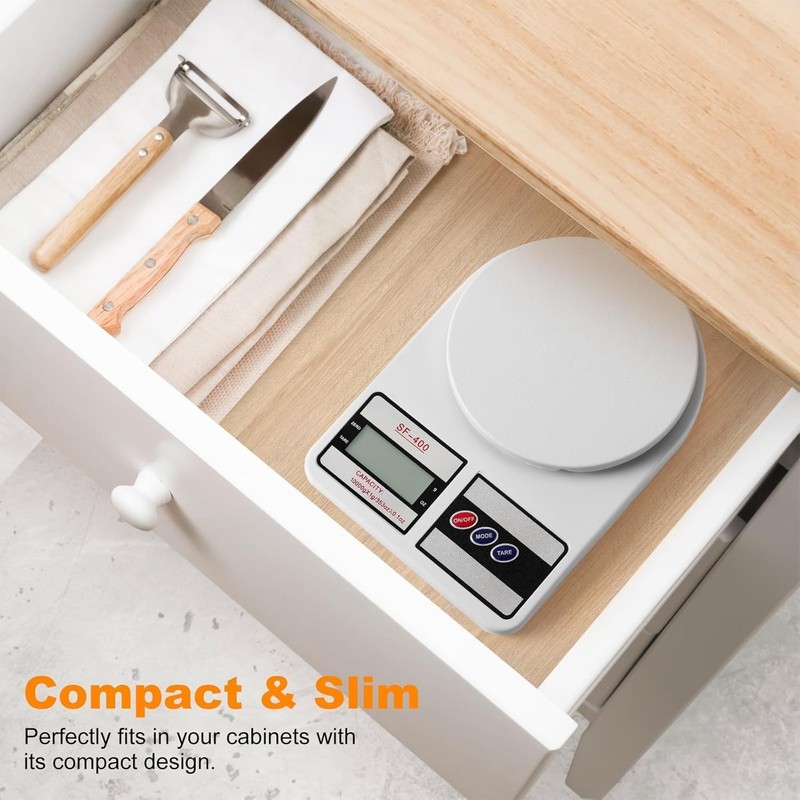 Digital Kitchen Scale with Tare Function - 22lb/10kg Capacity in Sleek Design gallery