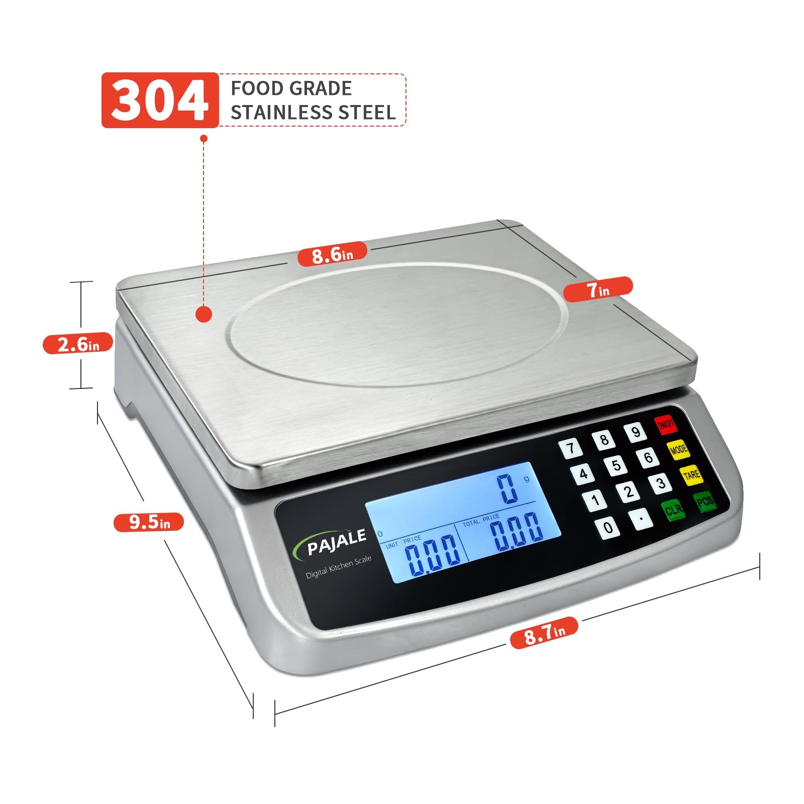 Large Food Scale 110 lb, Commercial Kitchen Scale 50kg with Price Computing, ... gallery