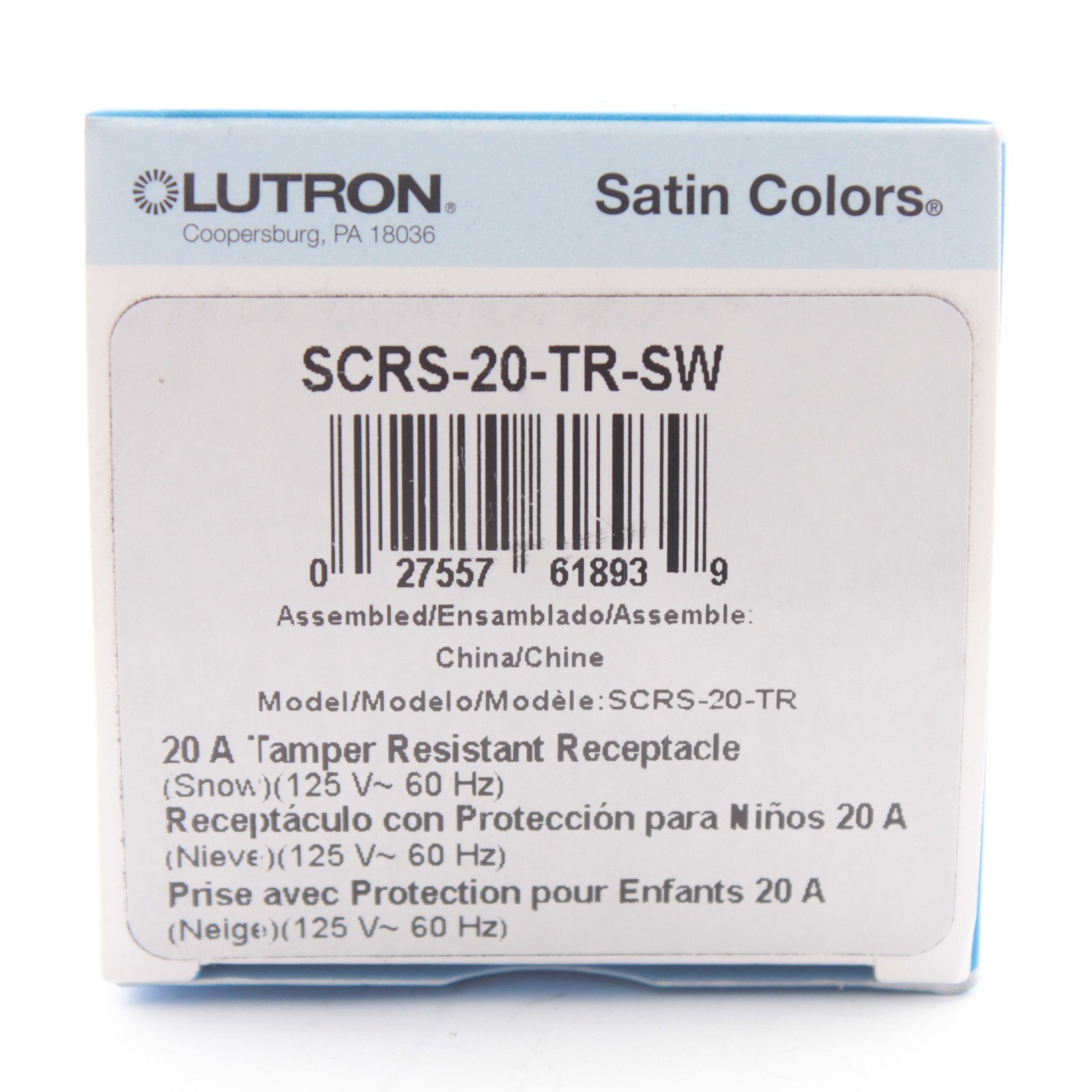 Lutron Snow Duplex Tamper Resistant Receptacle NEMA 5-20R 20A 120V SCRS-20-TR-SW gallery